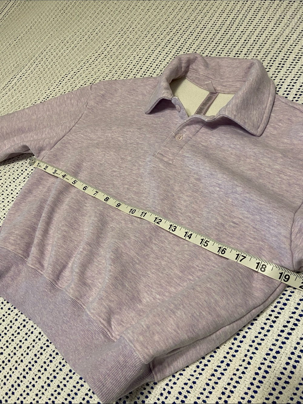 SKIMS Cotton Fleece Polo Sweatshirt in the colorway Purple Heather Workout XS - Picture 11 of 11